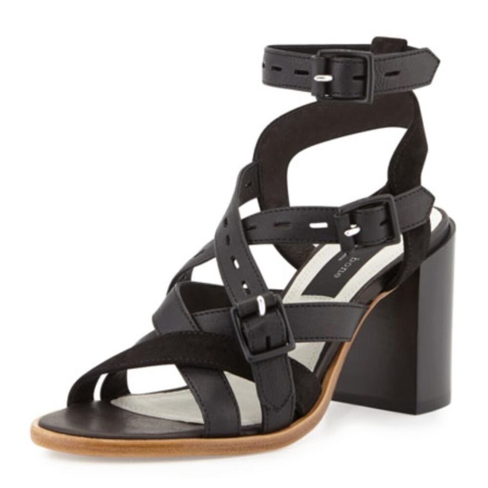 Rag & Bone Leith City Sandals, Black Leather and Suede, Made in Italy, Size 9